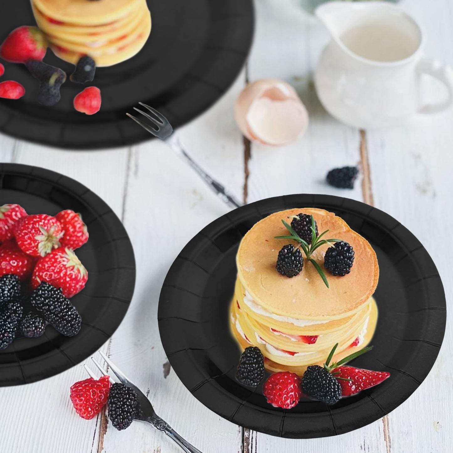 40Pcs Disposable Paper Plates Black,Including 20pcs 9" and 20pcs 7" Plates,Strong and Sturdy Disposable Plates for Party, Dinner, Holiday, Picnic,Birthday Party, Dinner Table, Wedding