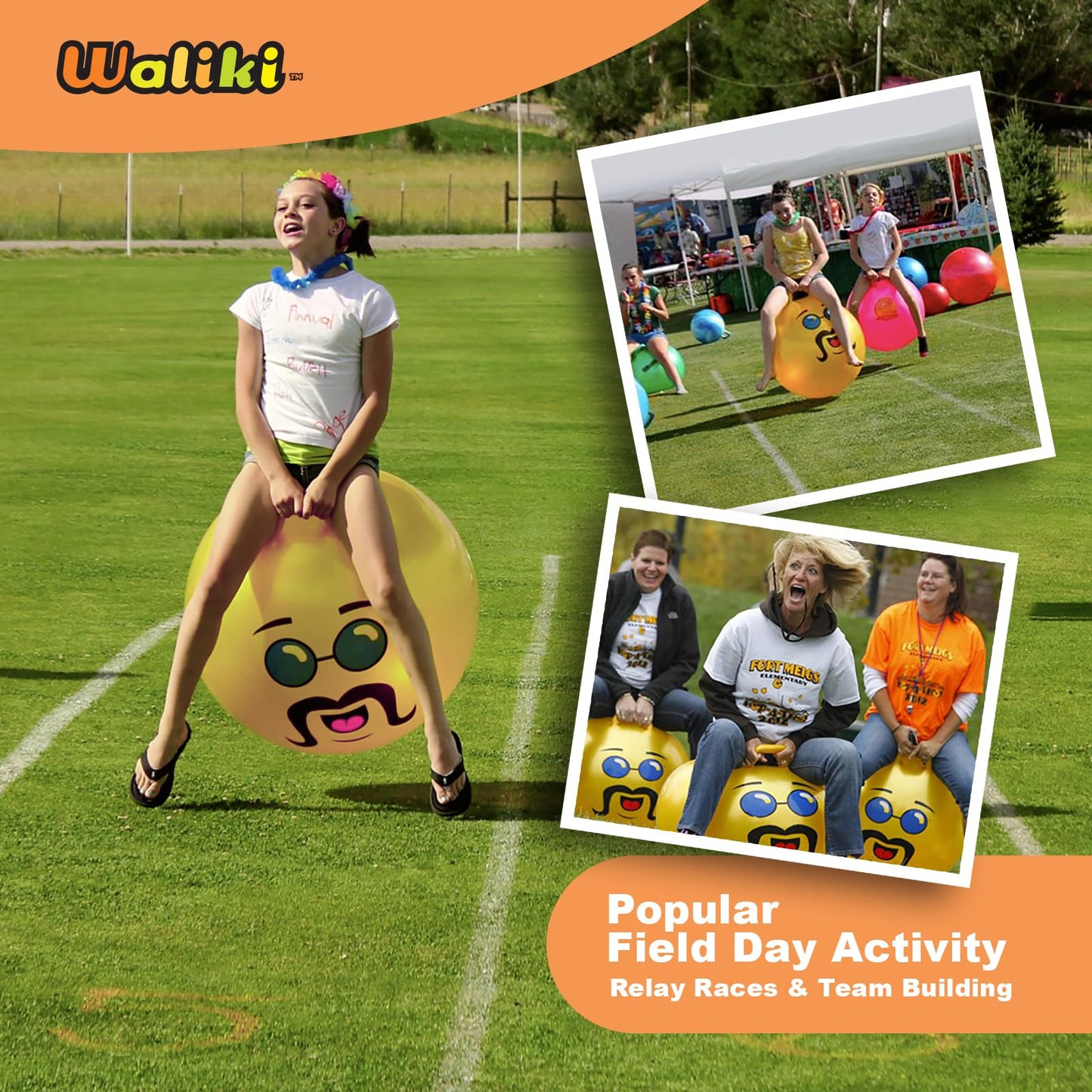 WALIKI Hopper Ball for Kids 3-6 | Hippity Hop | Jumping Hopping Ball | Relay Races | Pink 18”