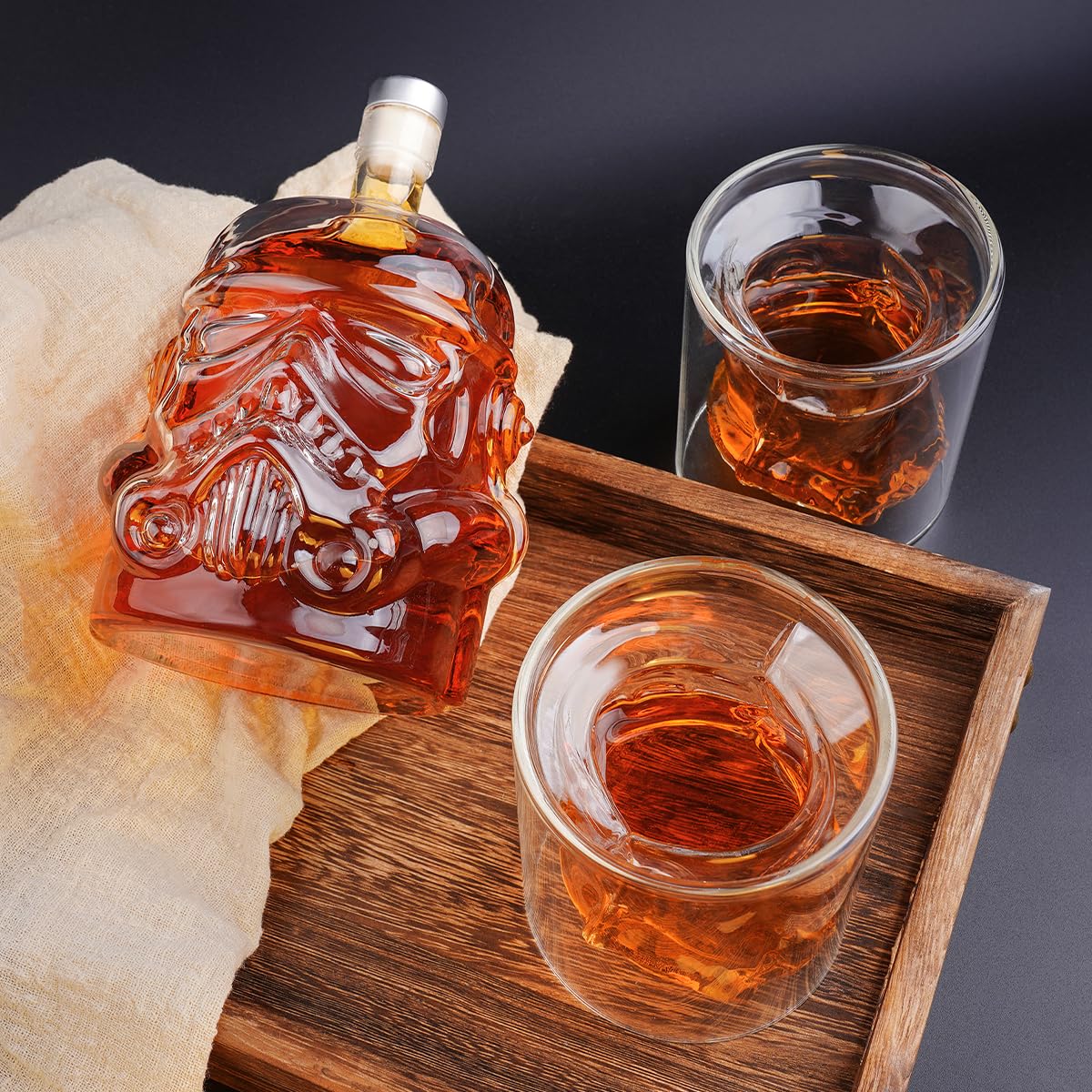 Whiskey Decanter With 2 Glasses, Transparent Creative Flask Carefe Decanter for Brandy, Scotch, Bourbon, Vodka, Liquor Christmas Gift for Men,Dad,Husband,Boyfriend