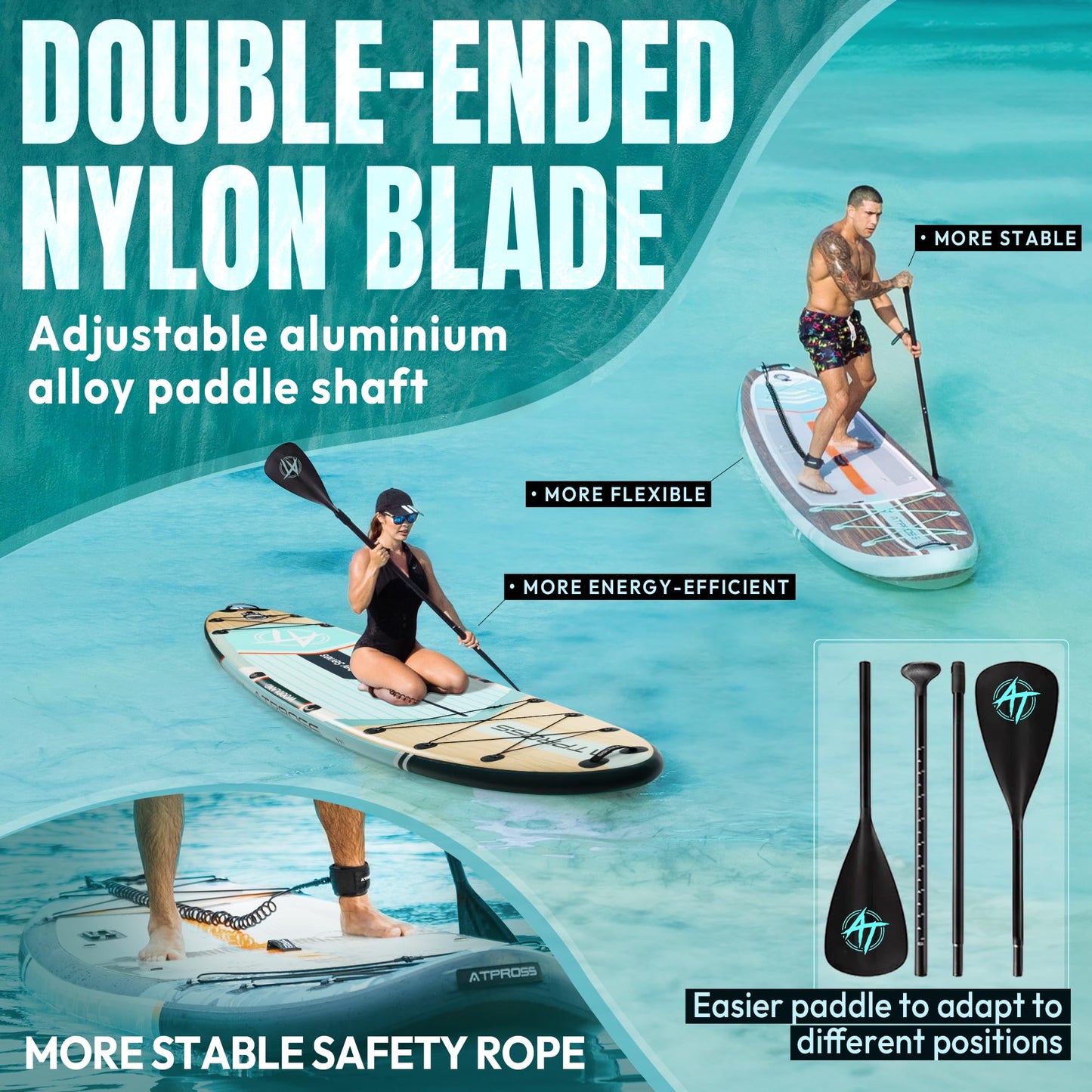 11'6"x35" Inflatable Stand Up Paddle Board 450LBS Weight Capacity Extra Wide Non-Slip Stable Deck Adult SUP with Kayak Seat, Premium Accessories Kit & Backpack – for Yoga, Fishing, Surf Blue