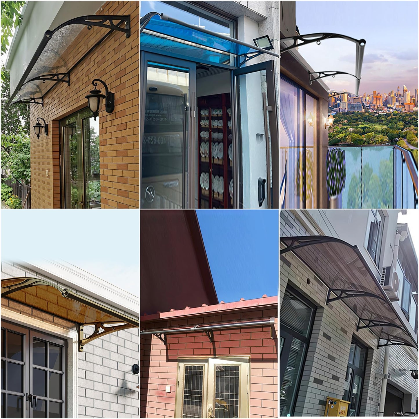 118.1'x39.4' Aluminum Patio Awning for Doors & Windows - Polycarbonate Roof Cover with UV Block, Waterproof & Snowproof Protection - Exterior Door Canopy Easy to Install (Crystal Clear)