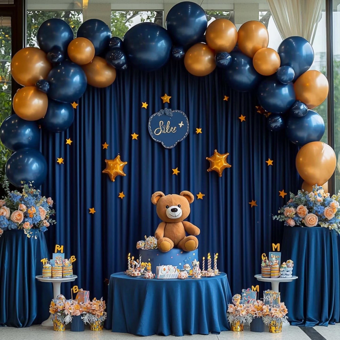 10ftx10ft Navy Blue Wrinkle-Free Backdrop Drapes, Not See-Through Navy Blue Polyester Background Curtains Backdrop Decorations for Party