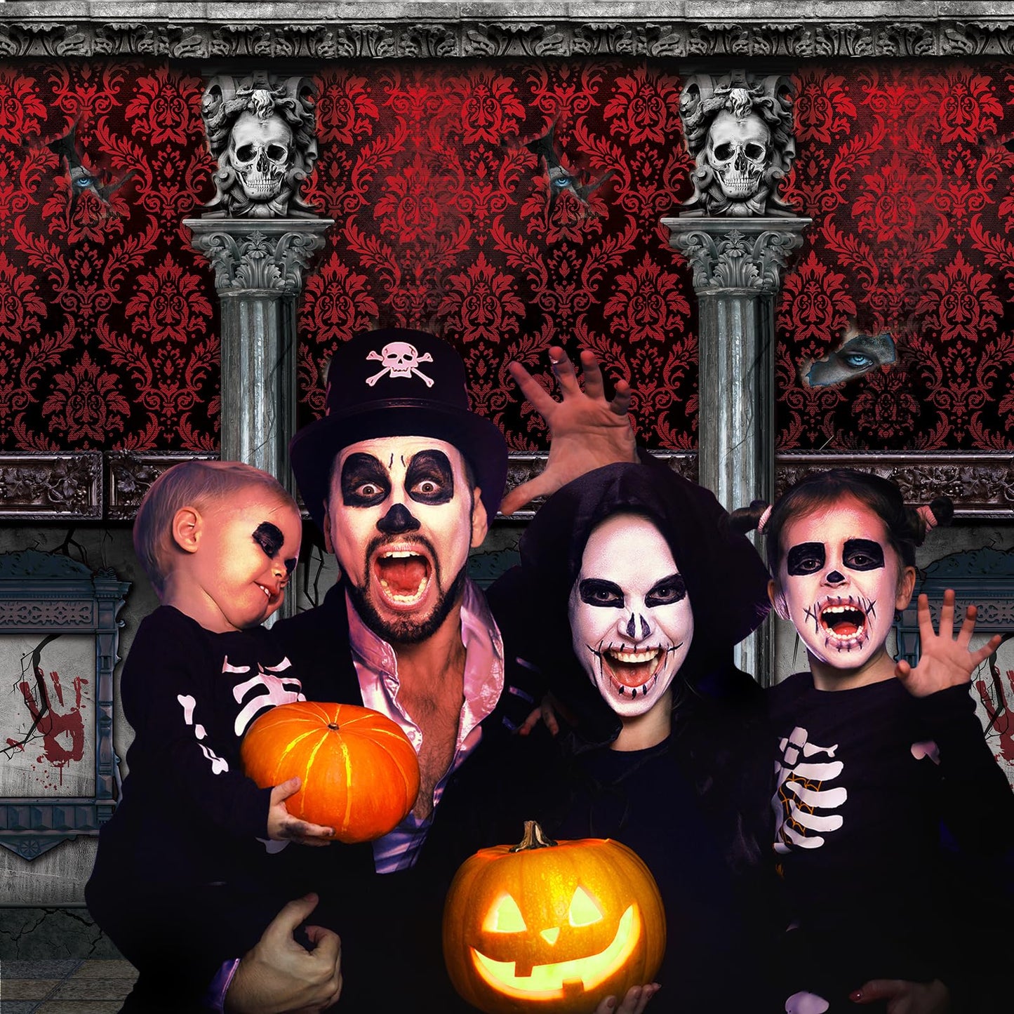 100Ft Gothic Mansion Backdrop Roll for Halloween Haunted House Party Decoration, Room Scene Setter With Cutter Box, Photography Wallpapers