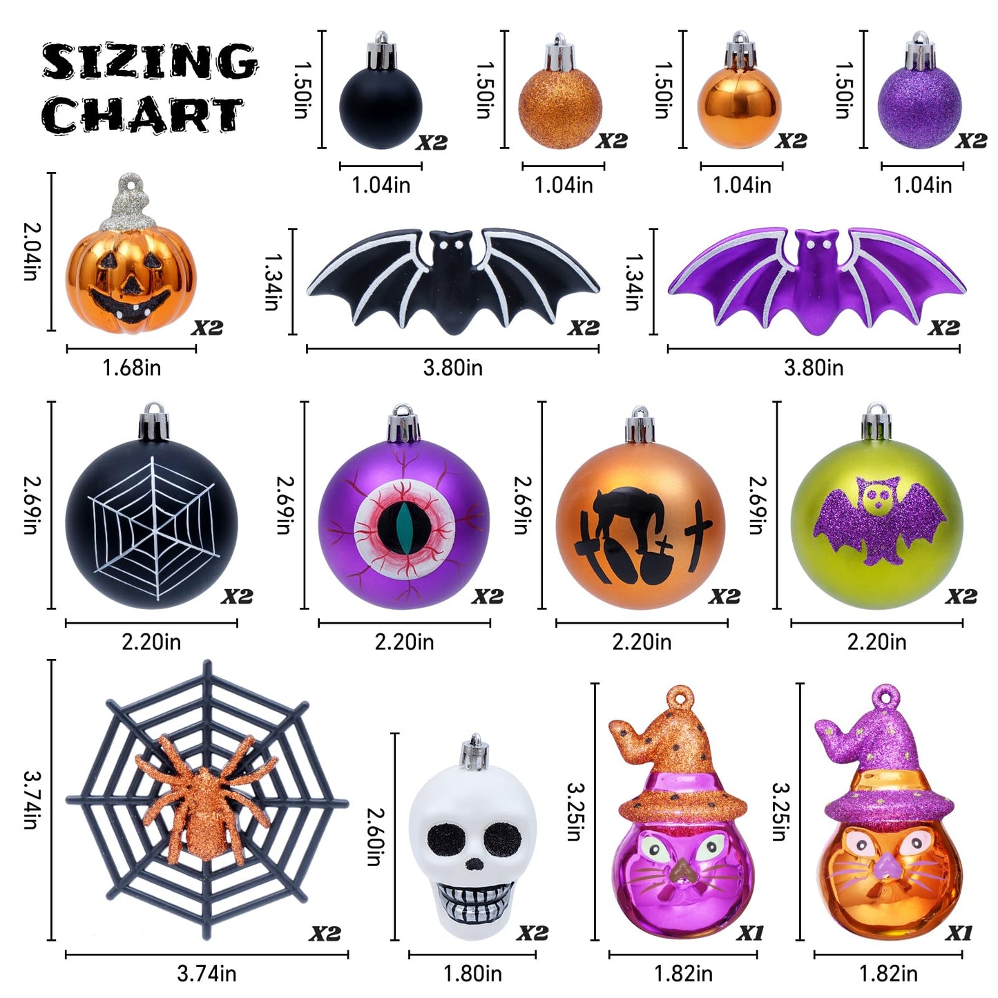 28ct Halloween Ball Ornaments Set, Shatterproof Tree Decorations, Perfect Hanging Ball for Tree Indoor/Outdoor Holiday Halloween Party Decor