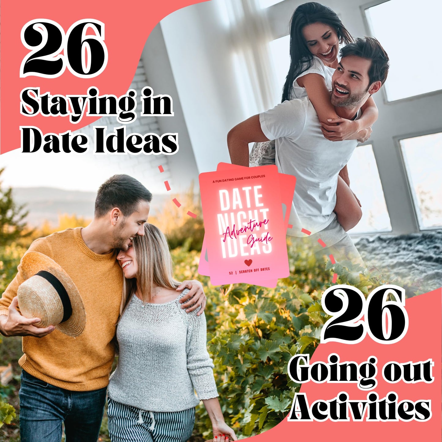 Wallertree 52 Scratch Off Date Night Ideas - Fun & Adventurous Date Night Cards for Couples - Romantic Wedding Gifts for Newlyweds - Cool Bridal Shower Gift Idea