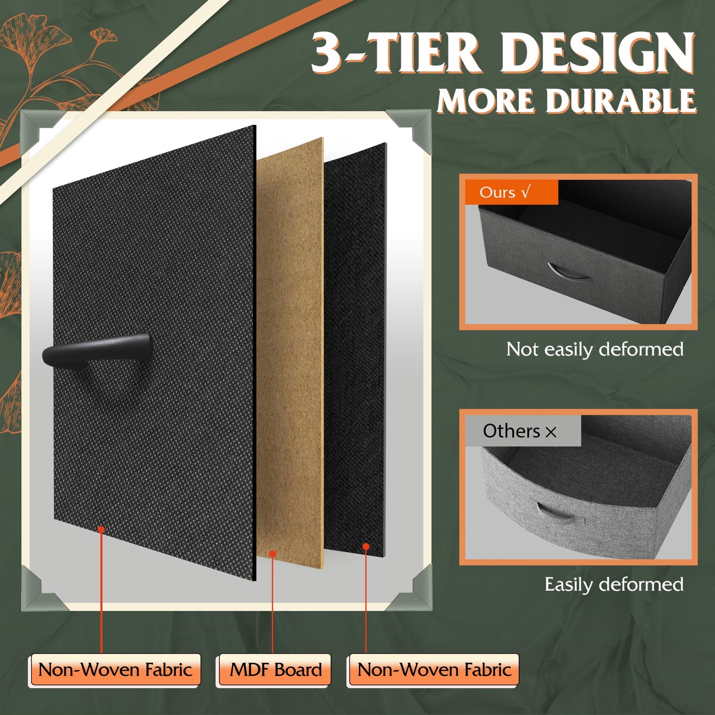 WLIVE Fabric Dresser for Bedroom, Tall Dresser with 8 Drawers, Storage Tower with Fabric Bins, Double Dressers, Chest of Drawers for Closet, Living Room, Hallway, Charcoal Black
