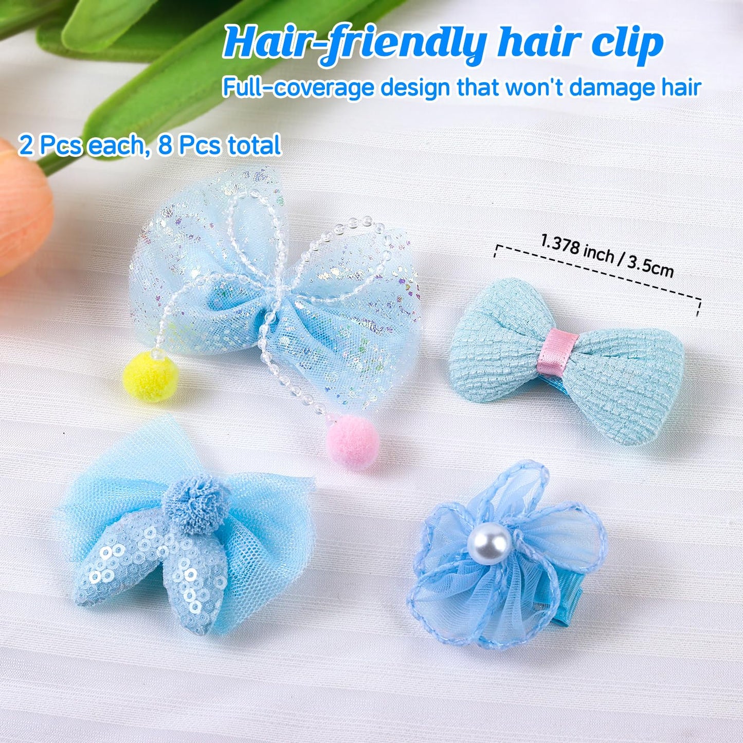 400 Pcs Baby Girls Hair Accessories Set,Baby Girls Hair Ties,Flower Bows Rubber Bands,Hair-friendly Hair Clip,Soft Elastic Hair Bands,Claw Clip(Blue)