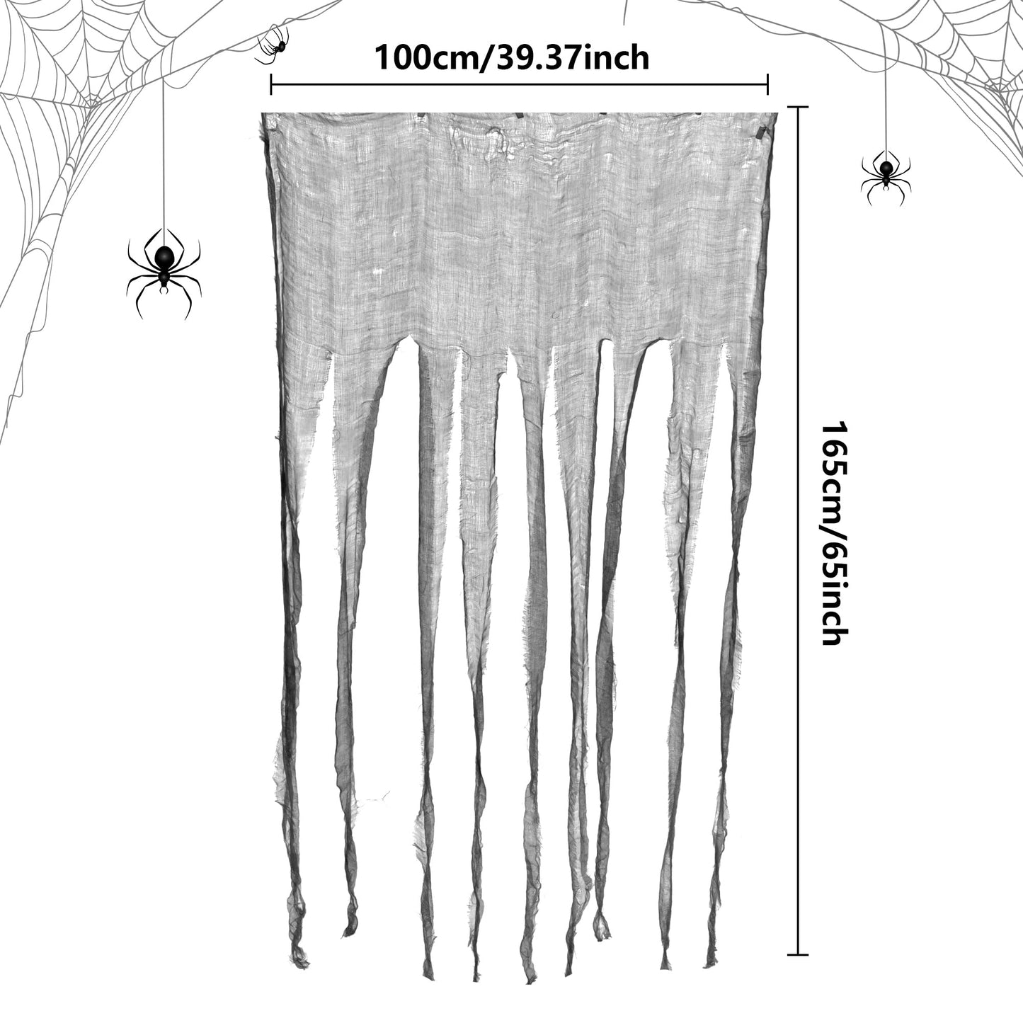 Watayo 3 Pcs Halloween Black Doorway Curtain- 65 x 39 Inch Creepy Gauze for Door Curtain Decorations- Scary Spooky Cloth for Halloween Party Haunted House Entrance Decor