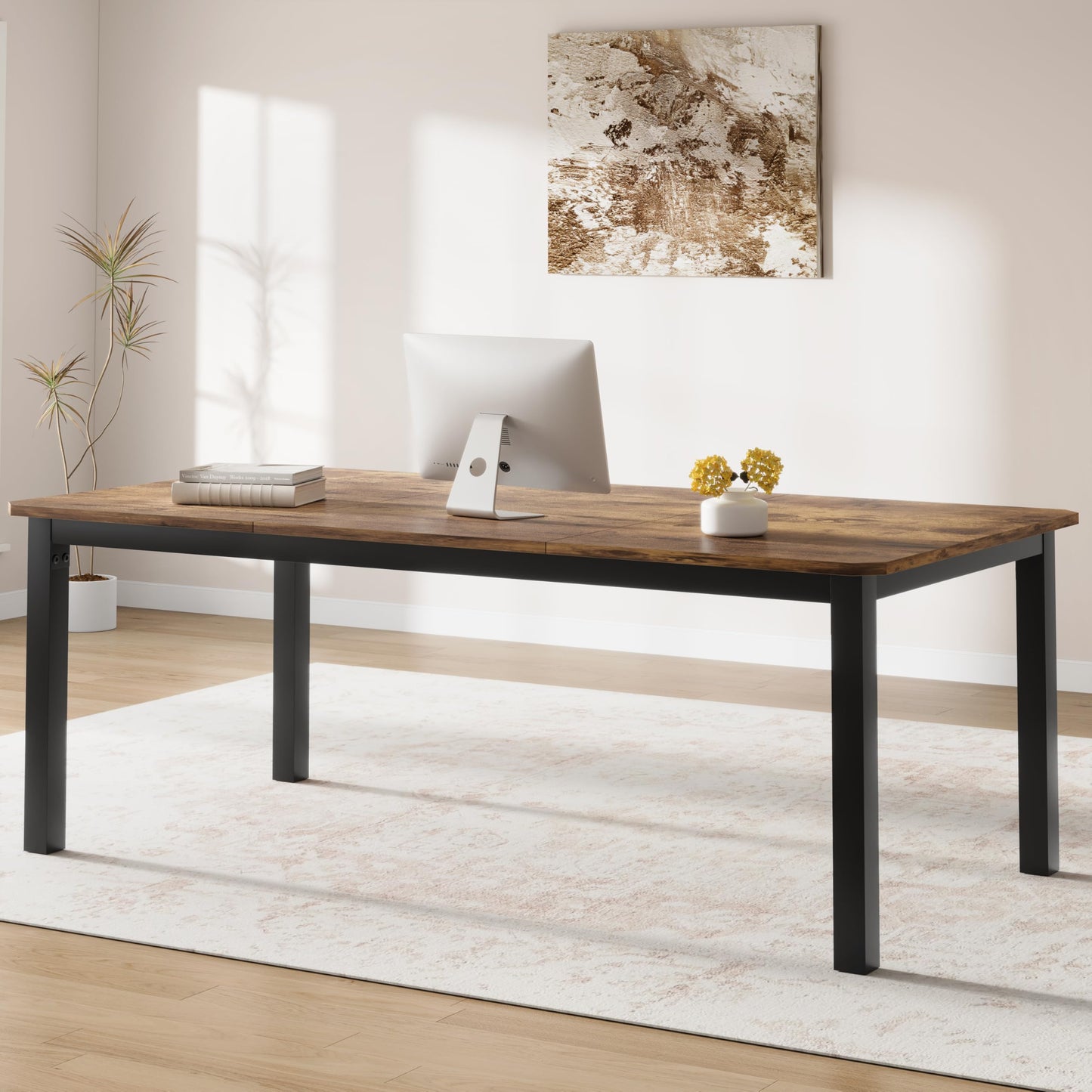 78.7 Inch Long Computer Double Desk, Large Industrial Office 2 Person Desk Workstation, Study Writing Wide Table,Modern Style Laptop Desk Tables for Home Office Bedrooms