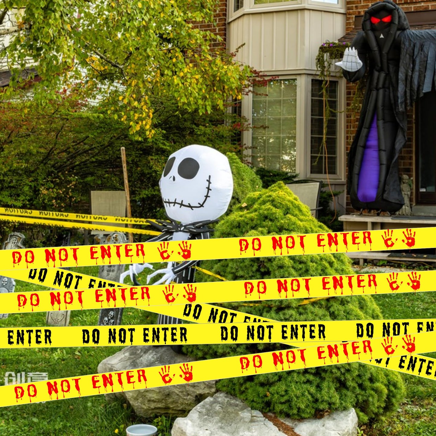 2Pcs Halloween Decorations Caution Tape - 2 inch x 164 feet Do Not Enter Caution Tape Roll Yellow Scary Hazard Warning Tape Safety Outdoor DIY Spooky Decorative for Party,Door,Danger Areas,Indoor