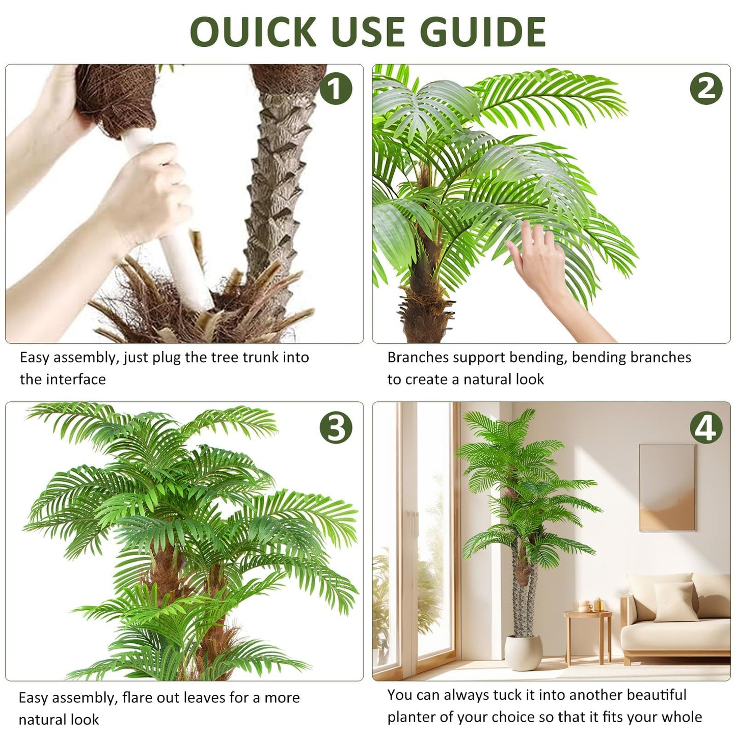 8.5ft Fake Palm Tree for Outdoors - UV Resistant, Triple Tropical Palm Artificial Plant Tree -Perfect for Patio, Poolside, Home Decor