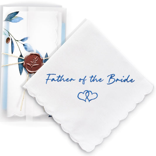 W&F GIFT Wedding Handkerchief - 12" x 12" - Something Blue for Bride on Wedding Day - Mother of the Bride Gifts - Dad Father of the Brides Gifts from Daughter Handkerchiefs