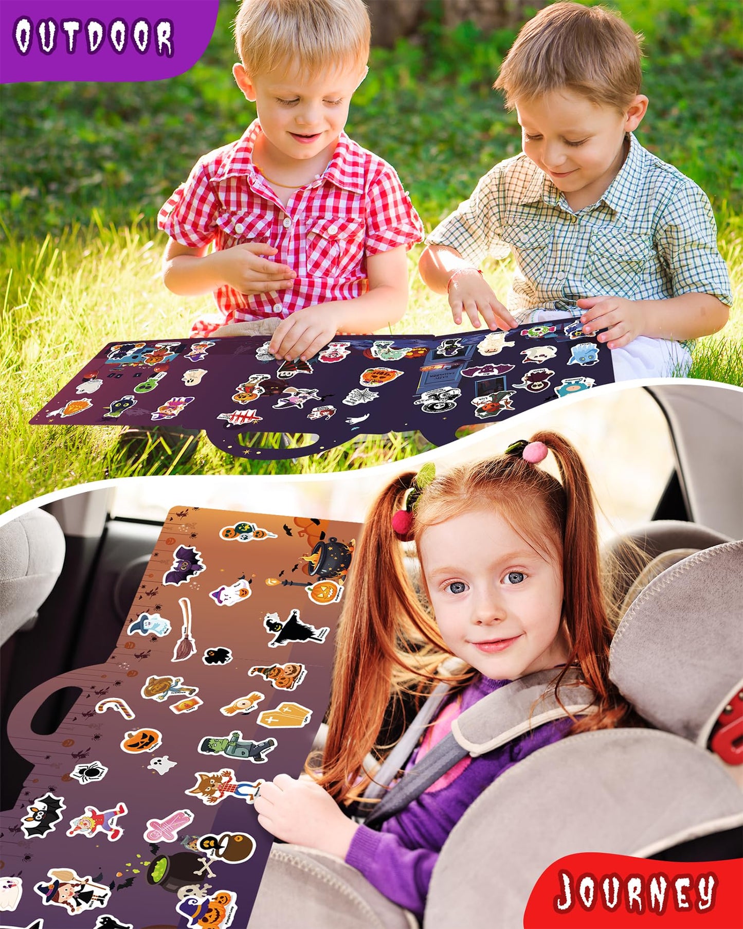 Walenced Reusable Sticker Book for Toddlers 2-4 Years, Stickers for Kids, Toddler Sticker Book Ages 1-3, Toddler Craft Activities, Toddlers Travel Toys Ages 2+ Boy Girl Birthday Gifts - Halloween