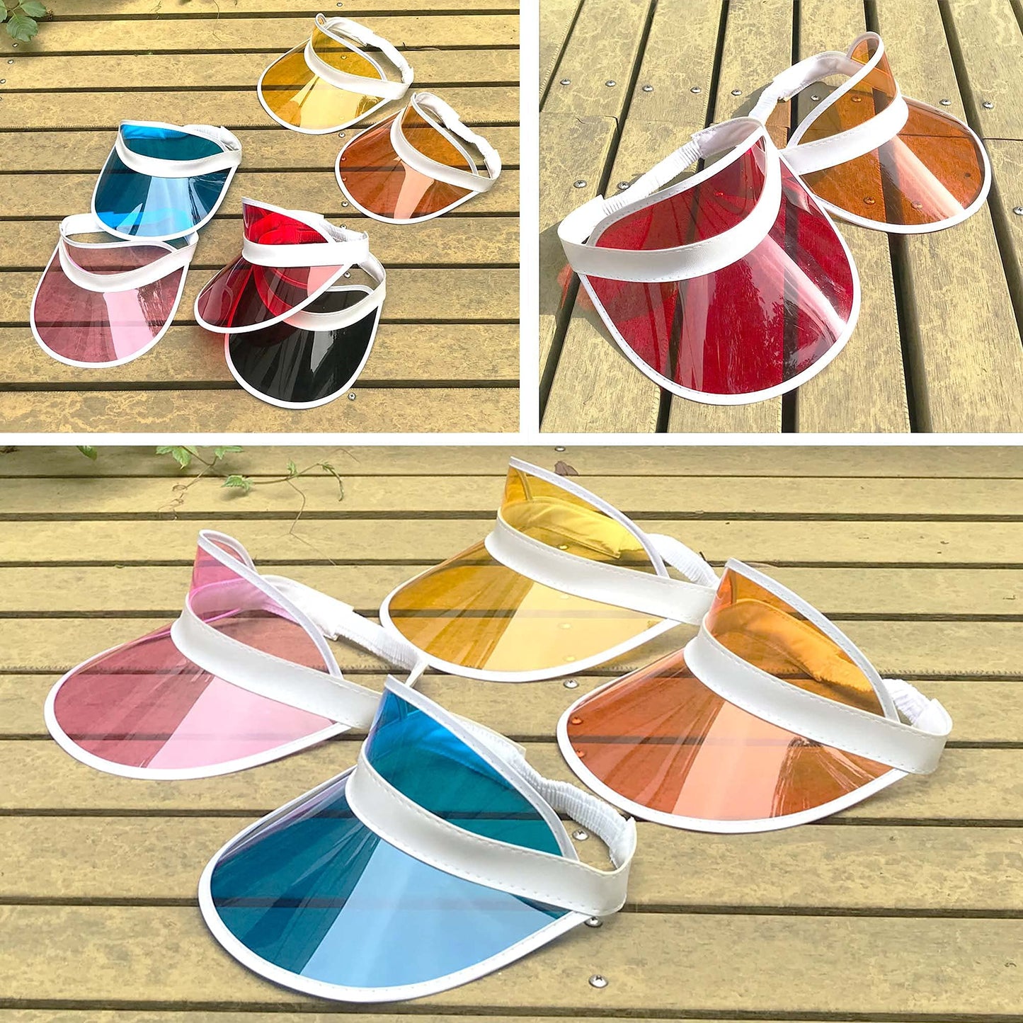 5 Pack Sun Visors Women Hat UV Protection Unisex Retro Candy Color Clear Cap Sports Outdoor Transparent Golf Party Beach (Blue)