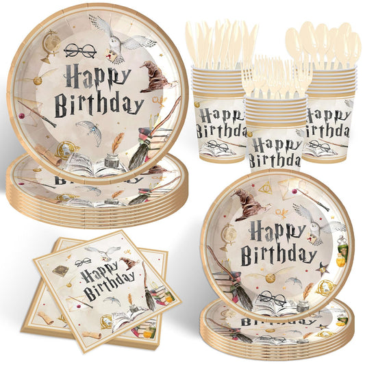 140PCS Birthday Party Paper Plates Napkins Birthday Party Supplies Paper Cups Dessert Plates Kids Boys Birthday Decorations Set for 20 Guests