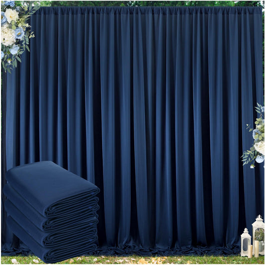 20 ft x 10 ft Wrinkle Free Navy Blue Backdrop Curtain for Parties,Polyester Photo Backdrop Drapes, Thick Background 4 Panels 5ft x 10ft for Baby Shower Wedding Birthday Party Backdrop Stand