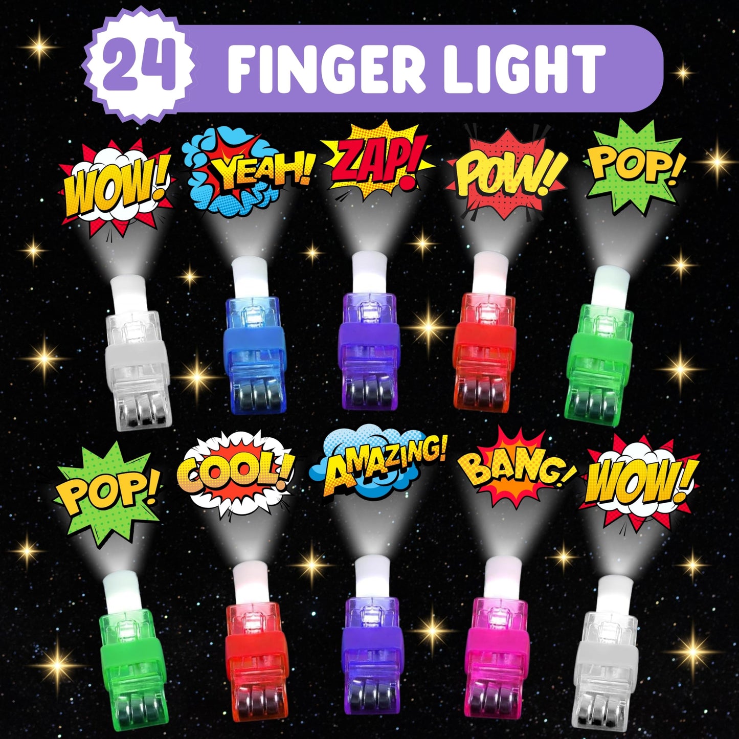72 PCS Superhero Party Favors – 48 PCS Tattoos & 24 PCS LED Finger Lights Combo – Birthday Goodie Bag Fillers, Party Supplies, Gifts Light Up Toys Glow In The Dark for Boys and Girls