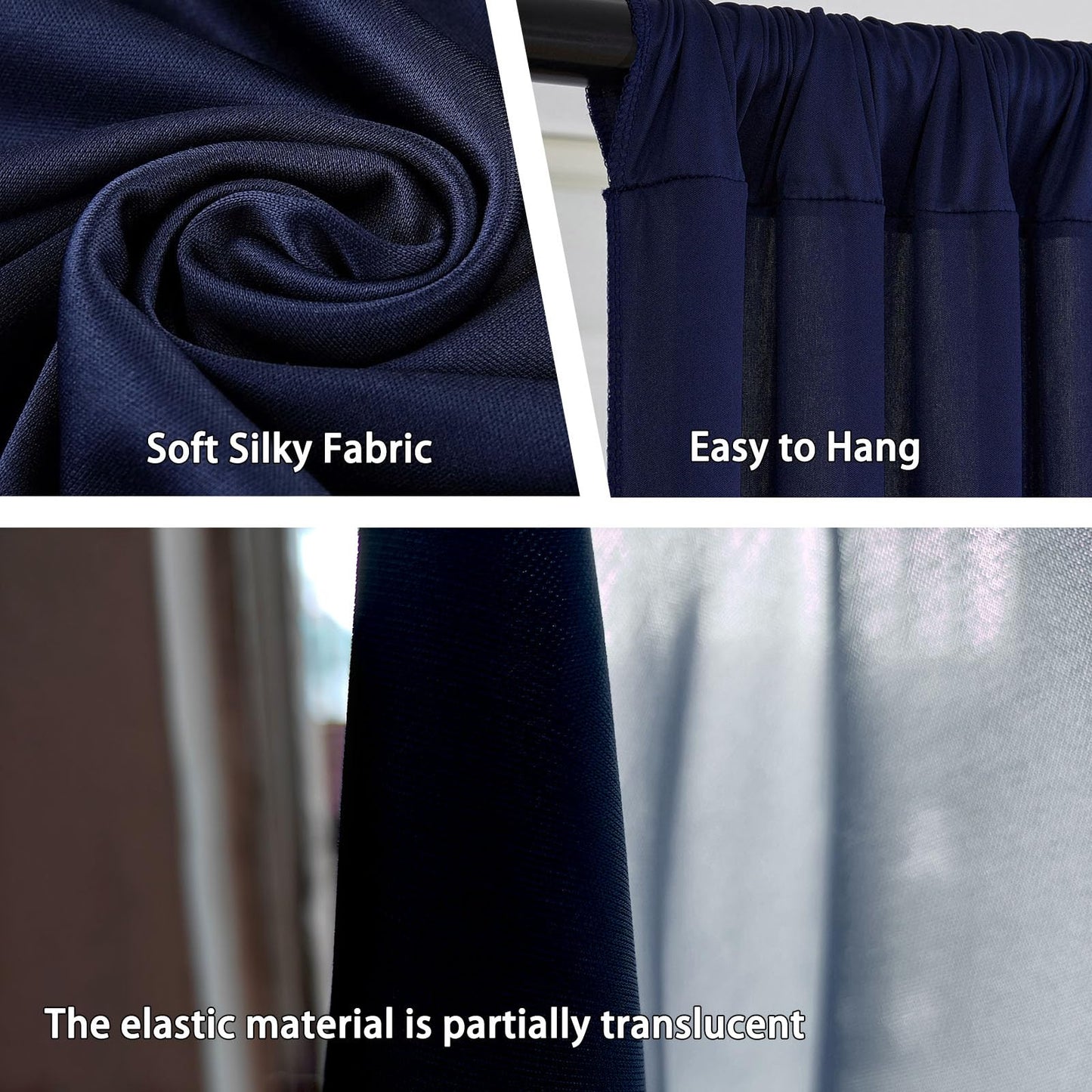 10 x 7 Feet Navy Blue Backdrop Curtain for Partie, Background Curtains for Photoshoot, Birthday, Wedding, Halloween, Thanksgiving, Christmas Day, New Year Party Decorations 5Ft x 7Ft, 2 Panels