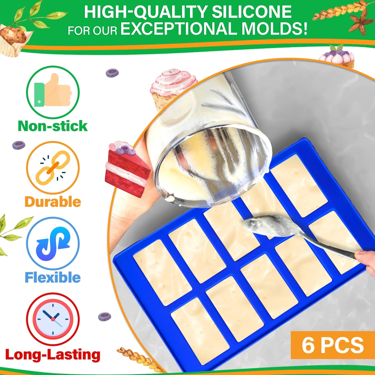 6 Pcs Silicone Molds for Chocolate – Fun Robot & Brick Non-Stick Shapes, Heat-Resistant, Easy to Use and Clean – Chocolate Molds Silicone Design for Candy, Ice, Gelatin, Gummy, and Cake Decorating
