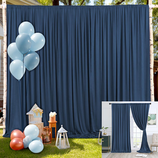 10x10 Navy Blue Backdrop Curtain for Party Wrinkle Free Polyester Fabric Photo Backdrop Curtain Drapes for Party Wedding Stage Birthday Baby Shower Decoration 5ft x 10ft,2 Panels