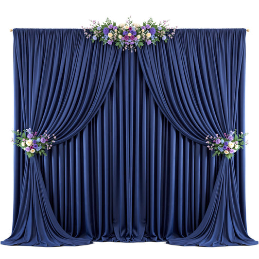 20ft x 10ft Navy Blue Backdrop Curtains for Parties – Wrinkle-Free Polyester Drapes, 4 Panels 5ft x 10ft Navy Blue Photo Backdrops for Weddings, Birthday Parties, Studio Photography