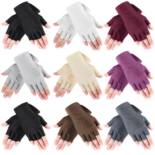 9 Pairs Summer Fingerless Gloves Half Finger Sun Protection Touchscreen Driving Gloves for Adult(Assorted Colors)