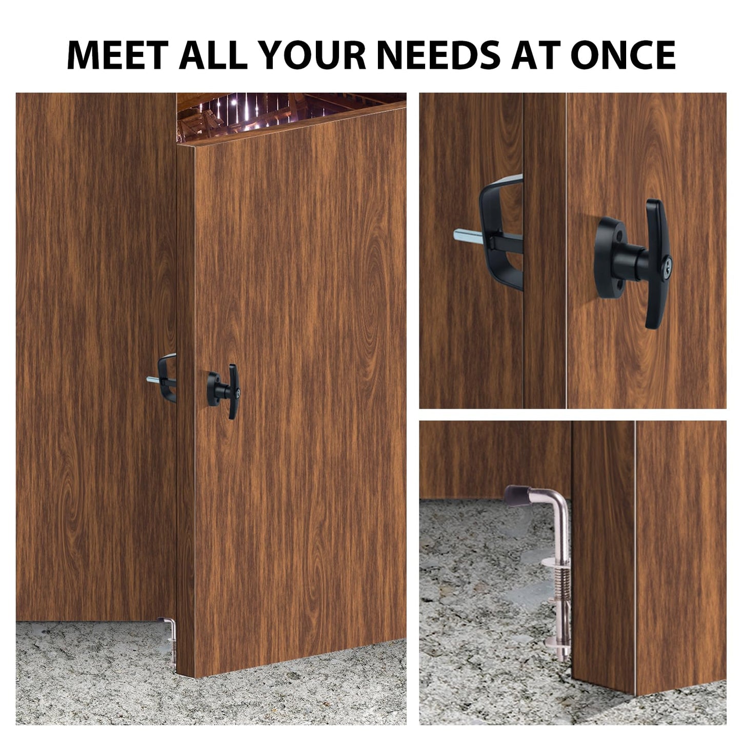 Hurrikom Shed Door Latch Kit with 5-1/2" Stem T-Handle Lock, 5 Keys and 2 Packs Spring Loaded Latch Hardware - Ideal for Sheds, Playhouses, Chicken Coops, RVs, Garages