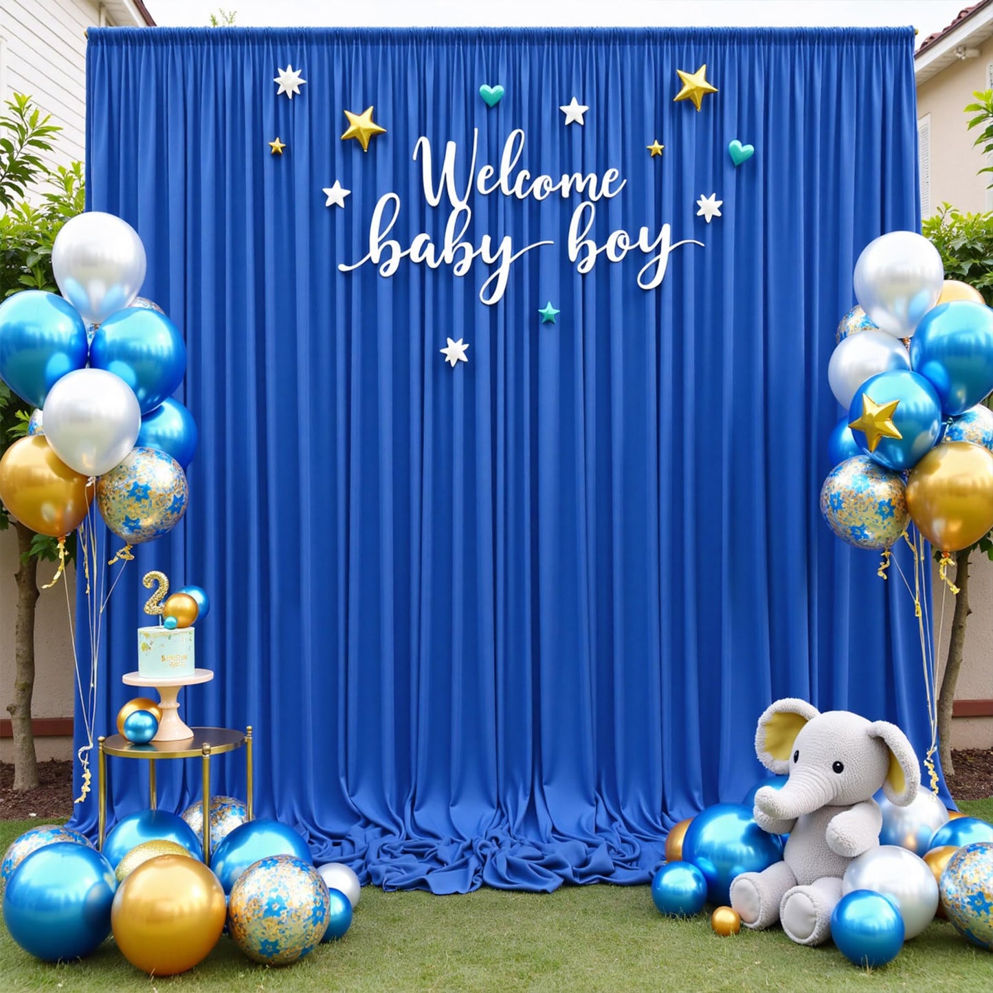 10x10 ft Wrinkle Free Royal Blue Backdrop Curtains for Party Background, Silky Polyester Blue Photo Backdrop Drapes 2 Panels Back Drop Cloth for Wedding Birthday Photography Baby Shower Decor