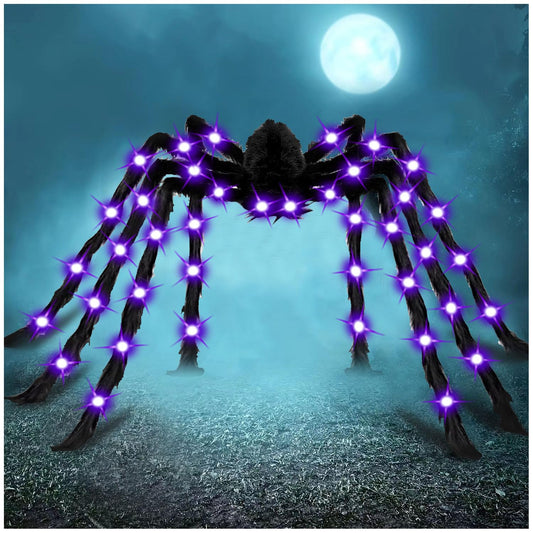 78" Jumbo Halloween Light up Spider Scary Giant Spider for Indoor Outdoor Halloween Spider Decorations Party Favor Yard Home House Décor Multicolor
