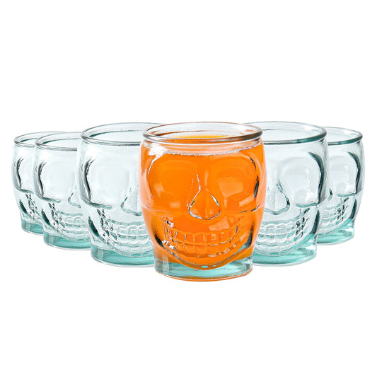 6 Pack - 15 Oz Sugar Skull Glass Summerween Tumblers - Set of 6 Creepy Drinking Cups -15 oz, Witchy Gifts, Spooky Goth Gifts For Women, - Gothic Kitchen Decor, Witchy Barware Skull Jar