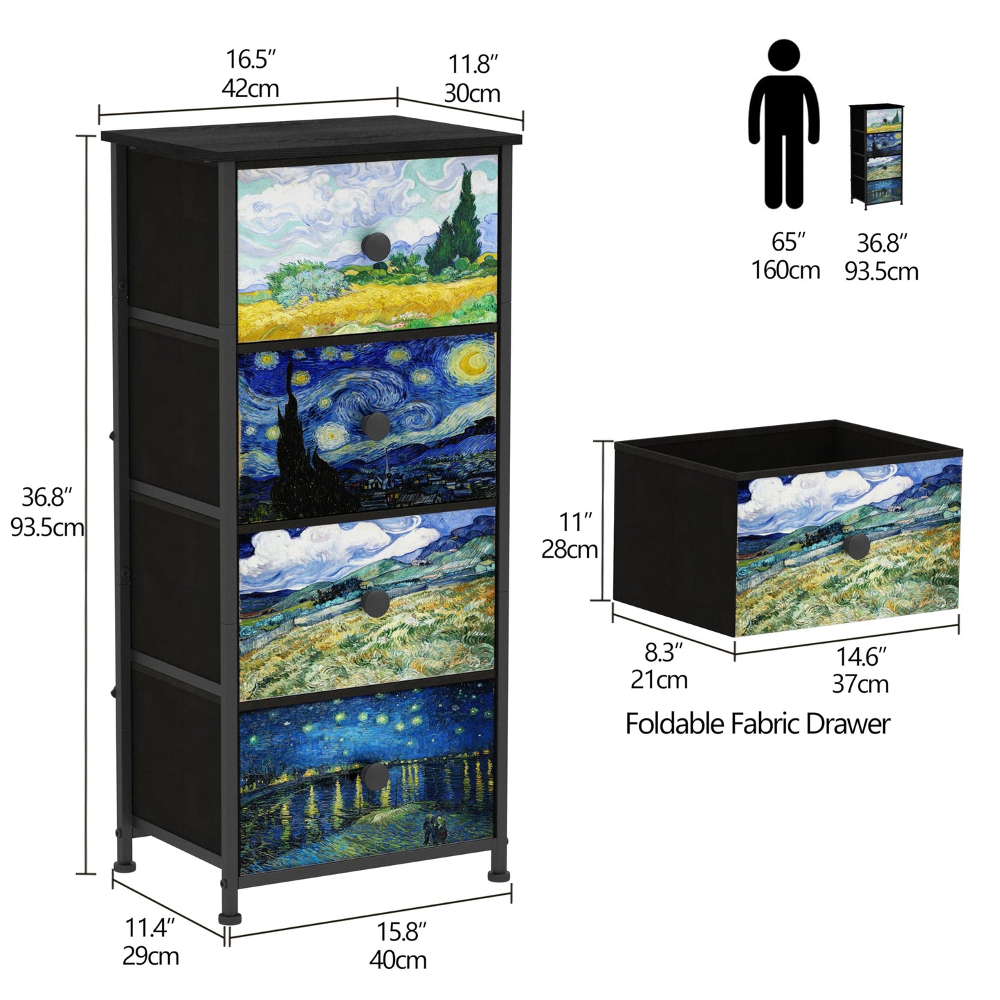 Welfuturer Narrow Dresser for Bedroom Slim 4 Drawer Dresser Vertical Storage Tower Unit for Living Room Hallway Kids Room Nursery Closet Sturdy Steel Frame Wooden Top Easy Pull Handle