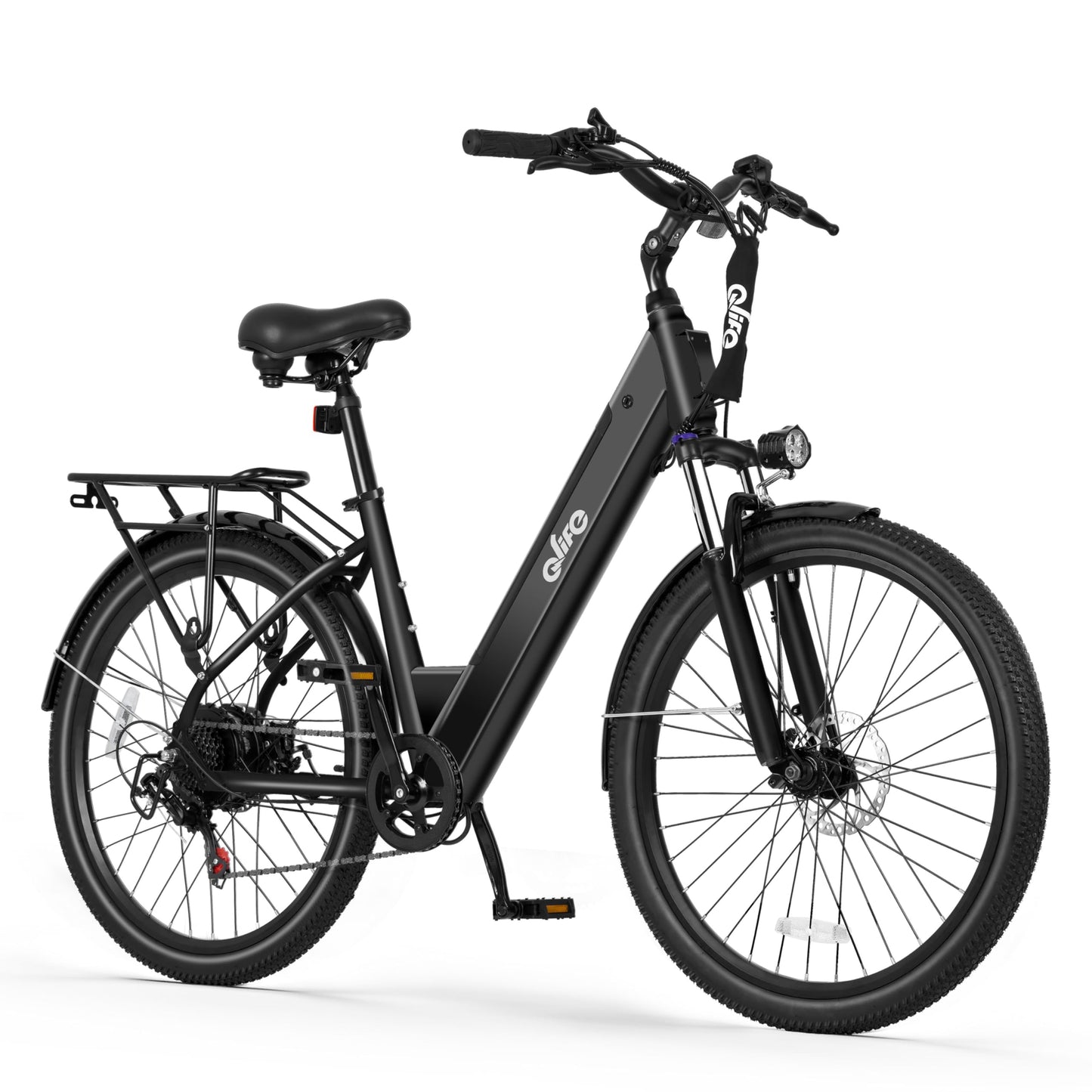 Qlife Cityone 2.0 Electric Bike for Adults,Up to 65Miles,28MPH,1200W Peak Motor 26" Ebike,499WH UL2849 Certified Battery Electric Commuter Bicycle with Front Suspension & 7-Speed Ebikes,B