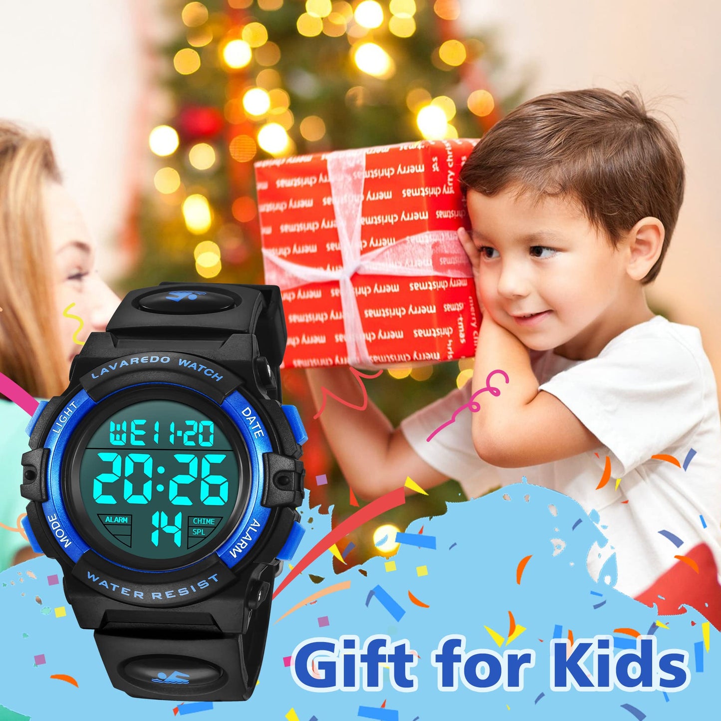 A ALPS Digital Watch with Rubber Band for Kids - Waterproof, Shockproof, Daily Use