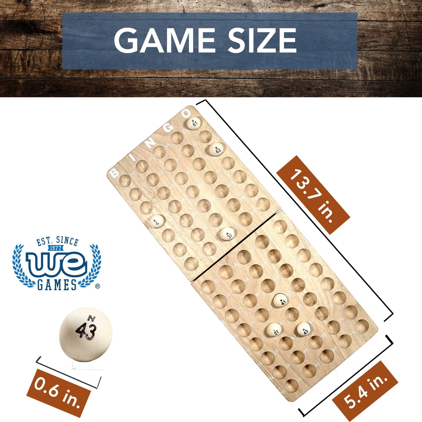 WE Games Retro Bingo Game Set with Metal Rotary Cage, Deluxe Wooden Master Board, Wood Balls, Party Games for Families, Fairs, and Churches
