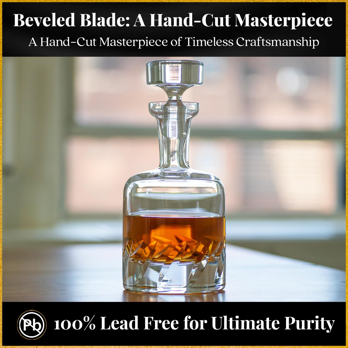 Voted Best High-End Whiskey Decanter 2024 by Food & Wine Magazine | Made in Europe | Hand-Blown Beveled Blade Decanter | 34 Fl. Oz | 100% Lead-Free Crystal | Gift Box | Elegant Design