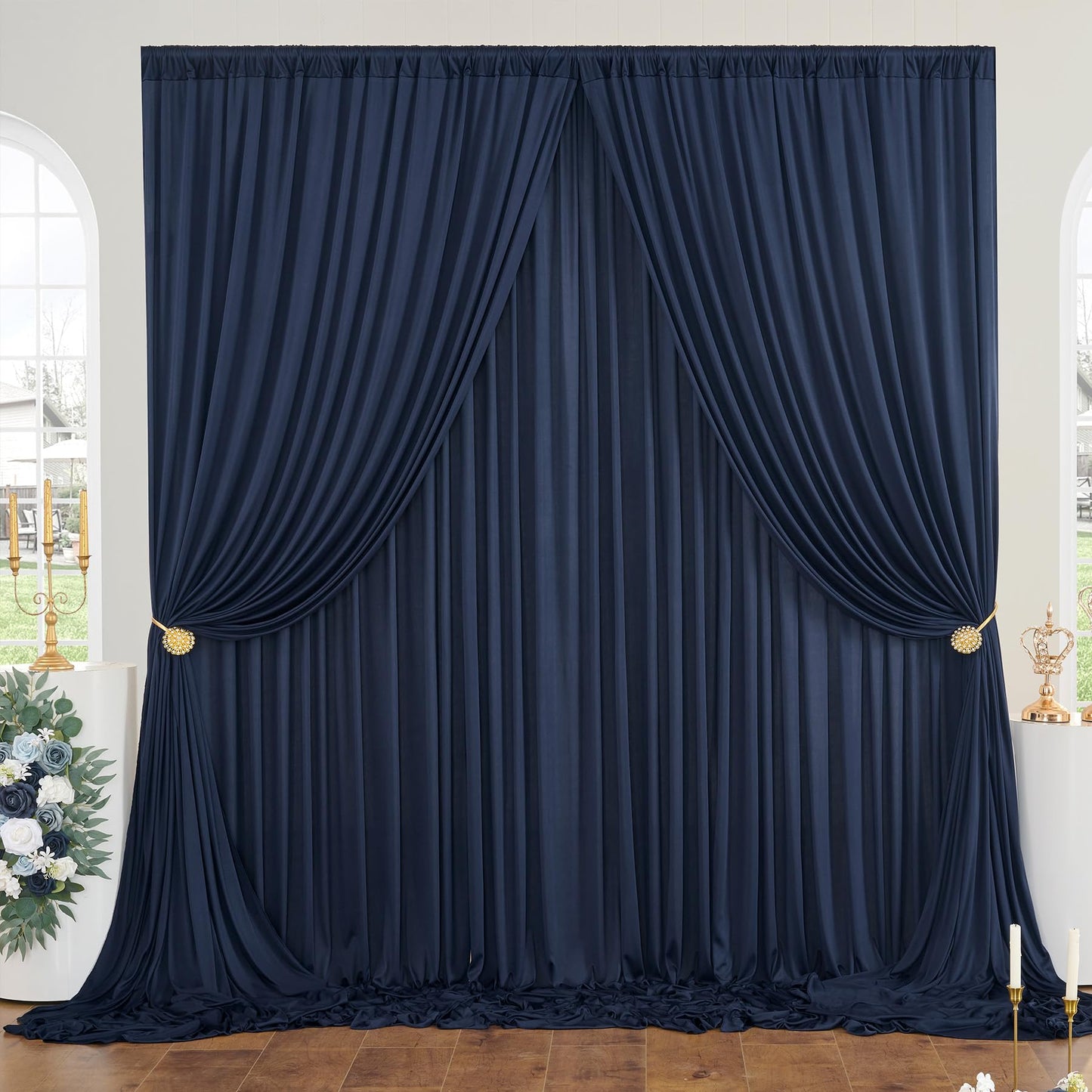 20ftx10ft Wrinkle Free Navy Blue Backdrop Curtains Panels for Parties, Thick Polyester Backdrop Drapes for Birthday Wedding Photography Home Decorations