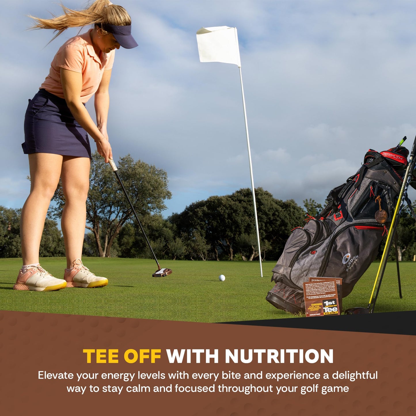1st Tee Plus+ Chocolate Peanut Bars Great Snack bar to Keep you Cool & Focused when Playing your Favorite Sport | Healthy Snacks Golf Nutrition Bar 25.32-Ounce box (12 count)