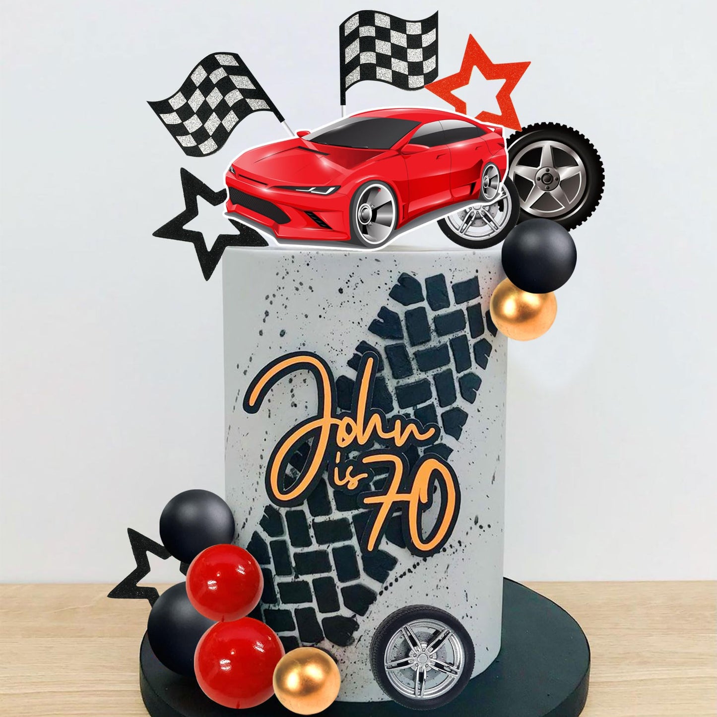 27 PCS Racing Wheel Cake Topper Tyre Cake Decorations for Man Boy Kid Birthday Party Racing Theme Party Race Car Party Favor Supplies (01)