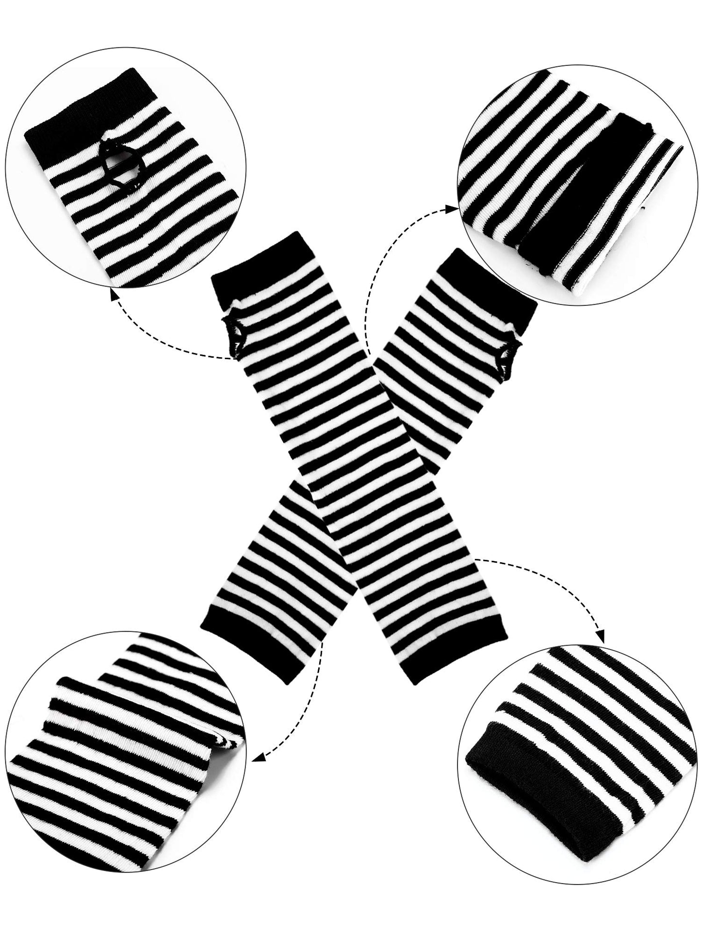 4 Pairs Women's Knit Arm Warmers - Long Fingerless Gloves, Elbow Length, Thumb Hole - Winter (Black, Grey, Blue, Coffee)