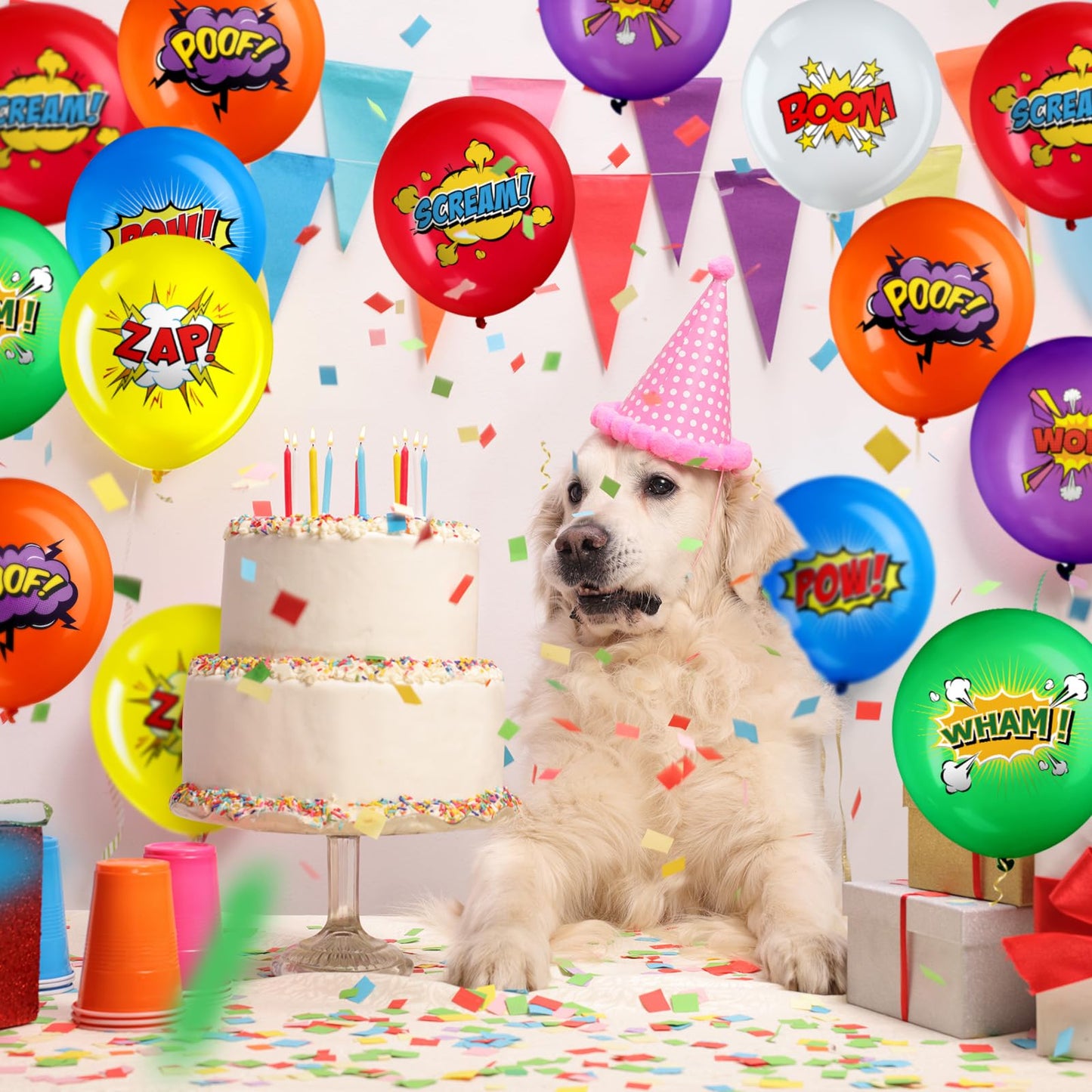 40 Pack Hero Balloons 12 Inches Hero Party Favors Latex Balloons Party Supplies Pets Decorations for Birthday
