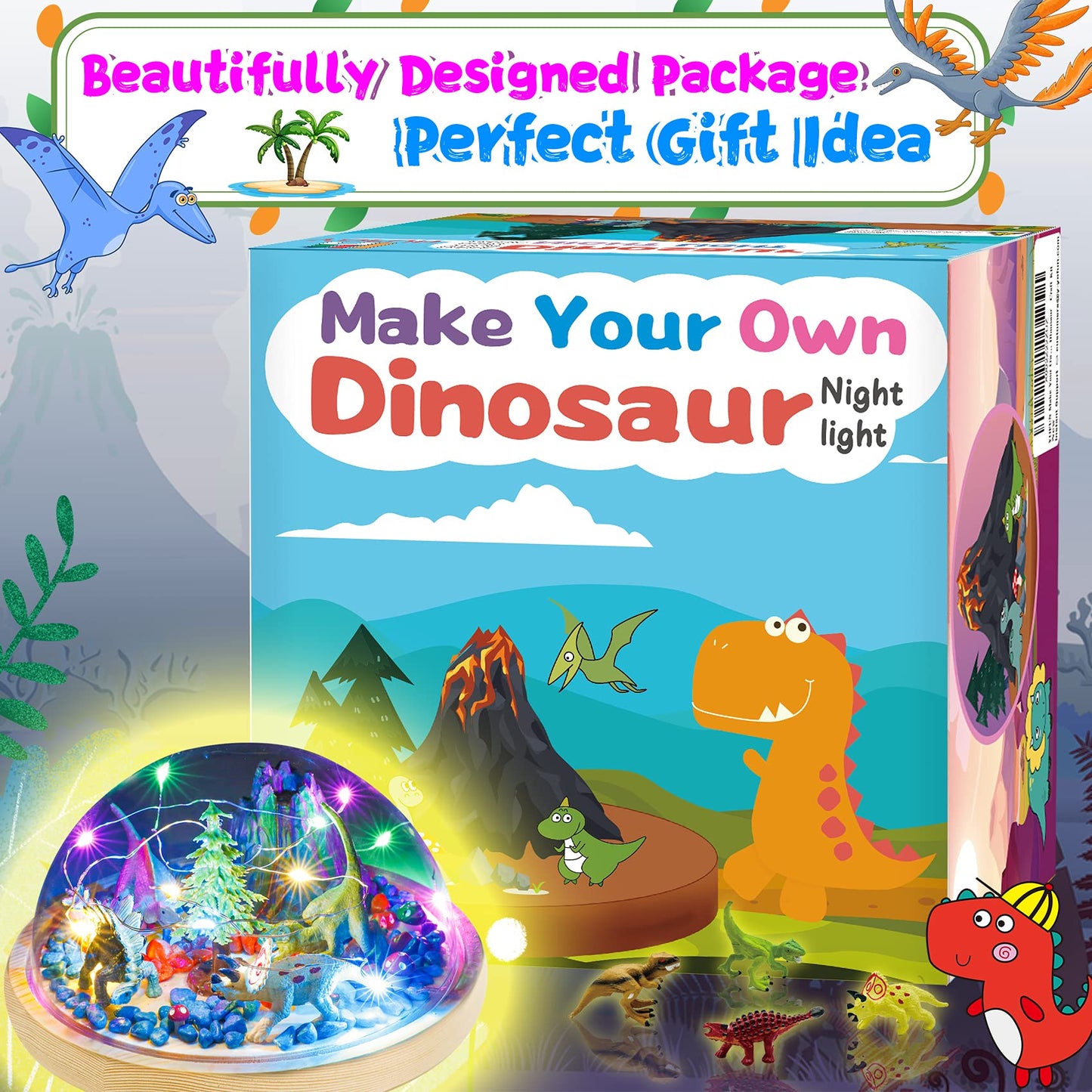 Y YOFUN Make Your Own Dinosaur Night Light - Dinosaur Toys for Kids,Toy Decor & Arts Crafts Night Light Set, Gifts for Boys Age 5 6 7 8 9 10 Years Old