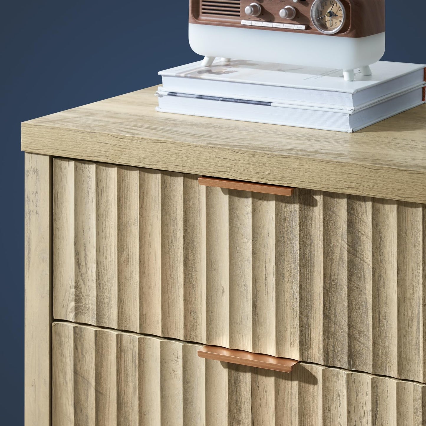 5 Drawers Dresser for Bedroom, 44 Inches Tall Modern Bedroom Dressers, Chest of Drawers for Bedroom, Fluted Dresser for Closet Organizer for Living Room, Hallway, Entryway (Sunwashed Ash Oak)