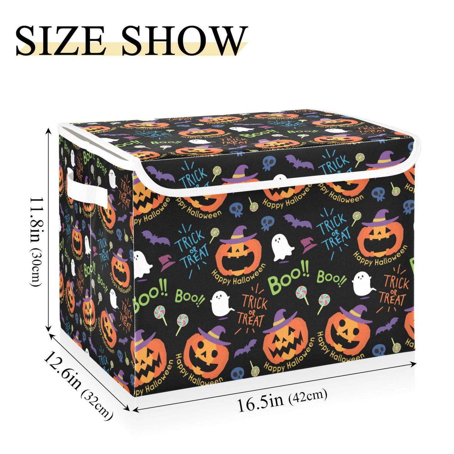 xigua Halloween Decorations Pumpkin Ghosts Storage Bins with Lids and Carrying Handle,Foldable Storage Boxes Organizer Containers Baskets Cube with Cover for Home Bedroom Closet Office Nursery