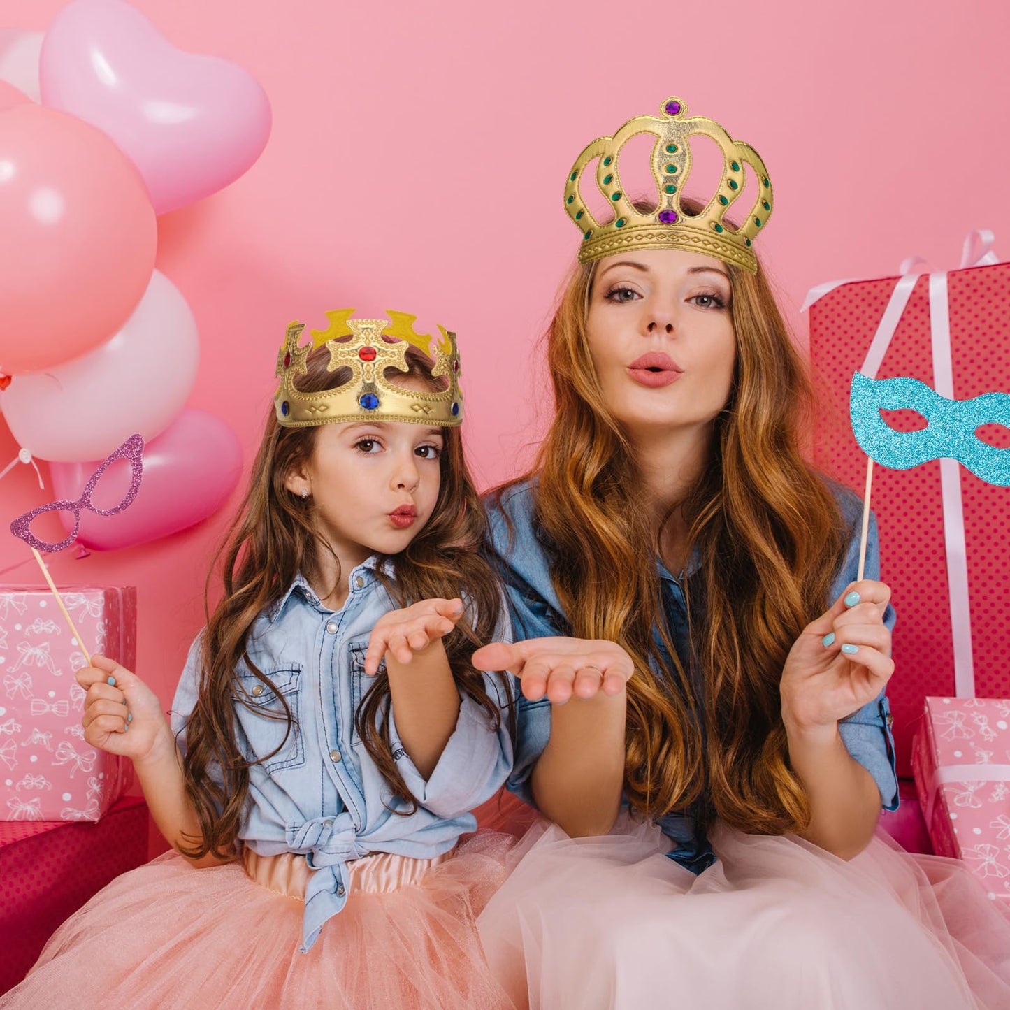 Xthrotsenk 6 Pcs Birthday King Crowns Foam Crowns Prince Princess Gold Crown King Queen Crown Hat Cap with Gems for Birthday Party Supplies Halloween Crown