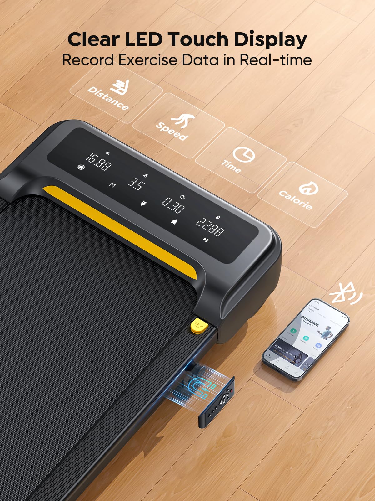 Walking Pad with Incline, Under Desk Treadmill, Portable Treadmills for Home/Office, 2.5HP Walking Jogging Running Machine 300 lbs Capacity with LED Display, Remote Control/App Control