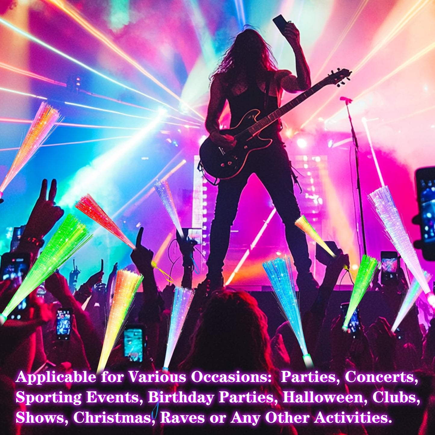 32 Pcs Colorful Glow Fiber Wands,Toys Glow Sticks Bulk Party Pack for Kids Adults,Glow in the Dark Party Supplies for Back to School Halloween , Wedding, Birthday,Classroom,Concert,Pool Party Favors