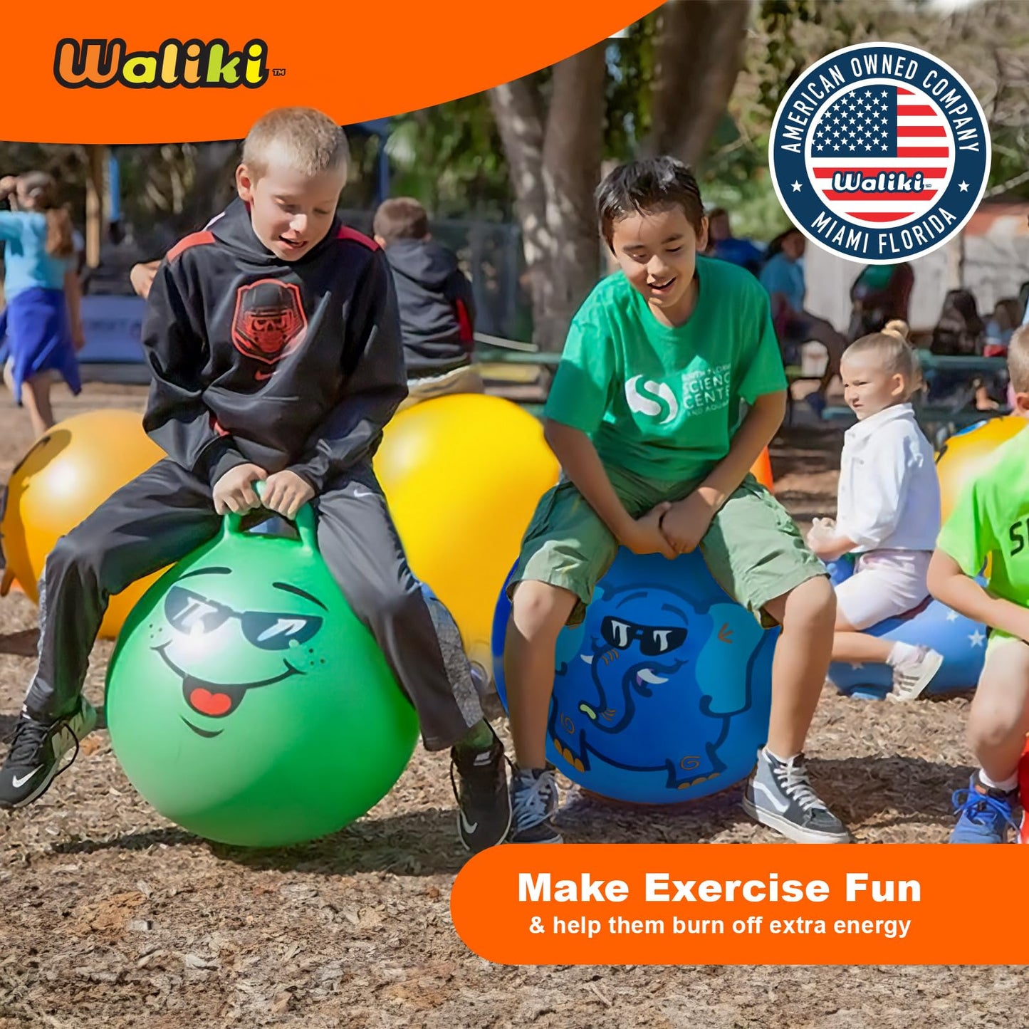 WALIKI Hopper Ball Toy for Boys and Girls Ages 3-6 | Hippity Hop Jumping Ball | Cool Birthday Gift | Blue | 18"
