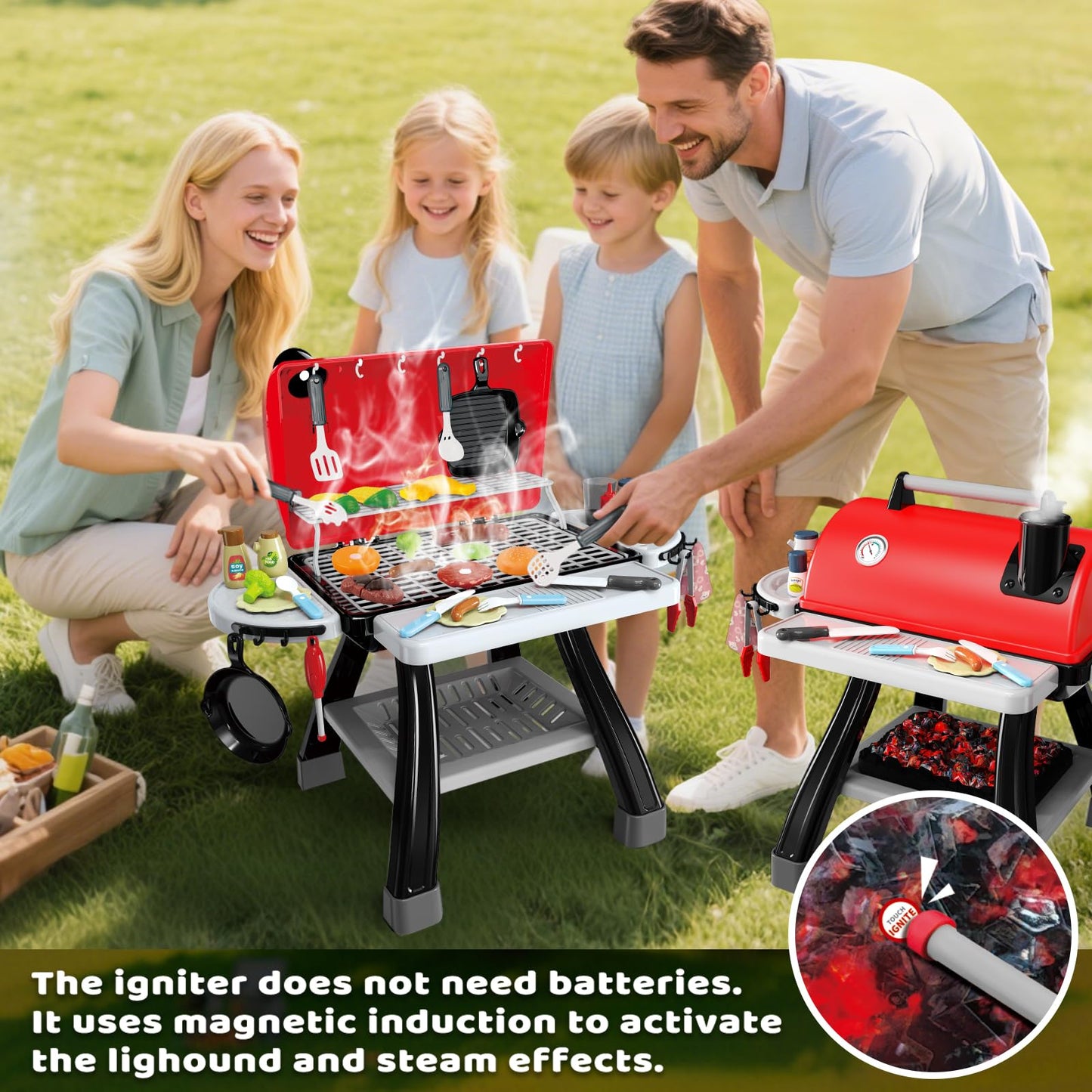 35pcs Kitchen Toy Set, Toy BBQ Grill Set, Cooking Toy Set, Little Chef Play, Kids Grill Playset Interactive BBQ Toy Set, Kids Kitchen Playset Toy Christmas Birthday Gift for Boys Girls