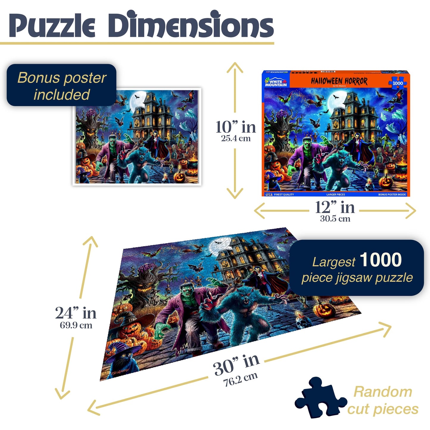 White Mountain Halloween Horror 1000 Piece Monster Jigsaw Puzzles for Adults