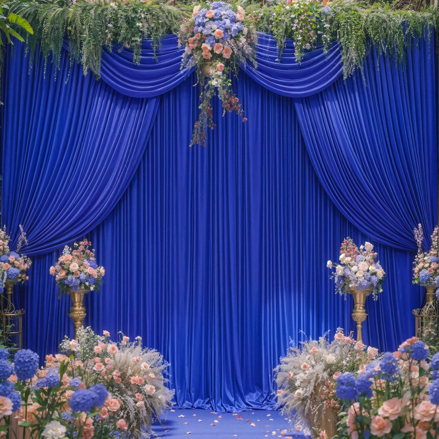 40ft x 10ft Wrinkle Free Royal Blue Wedding Backdrop Curtains for Party Bridal Shower Reception Decorations Royal Blue Fabric Curtain Backdrops Drapes for Photography Baby Shower Birthday Background